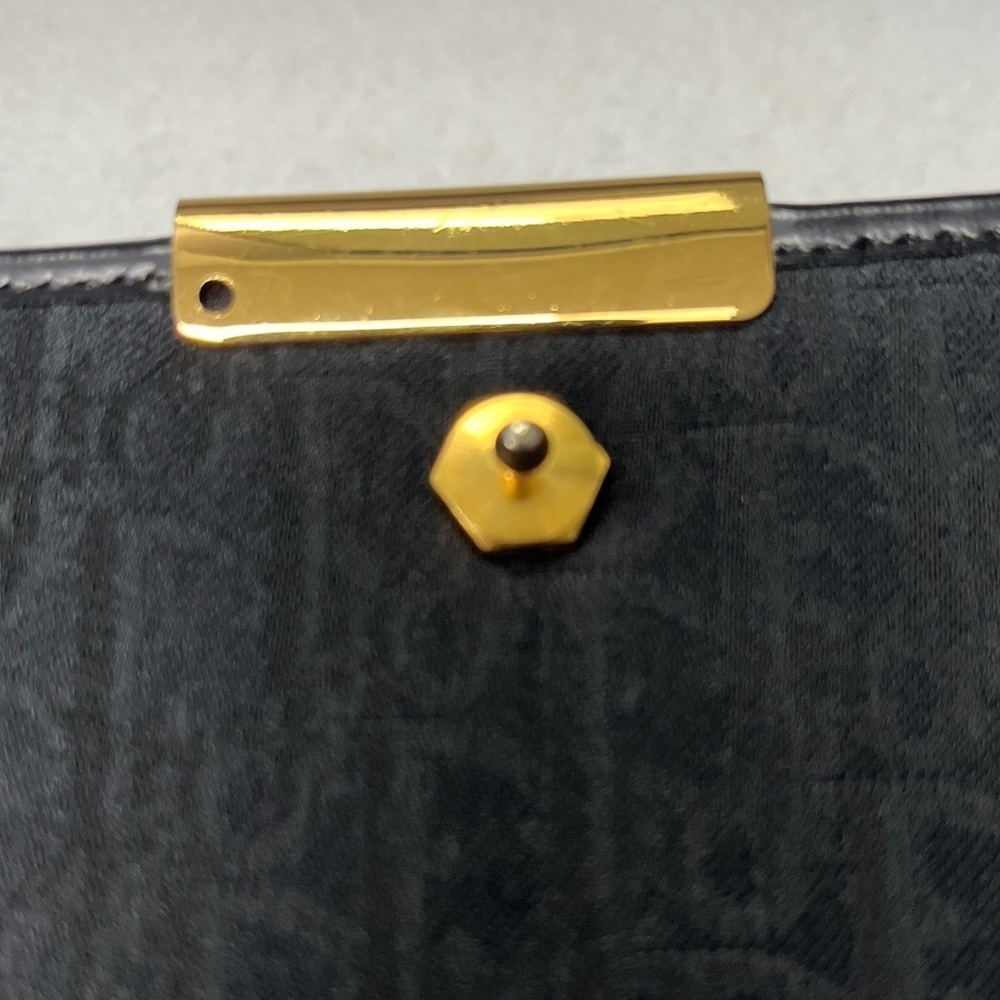 Christian Dior Vintage Oblique Trotter Chain Shoulder Bag Black Canvas Gold - Picture 16 of 16